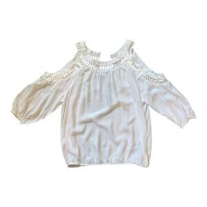 INC | Women's White Cold Shoulder Blouse | Size M | 1000